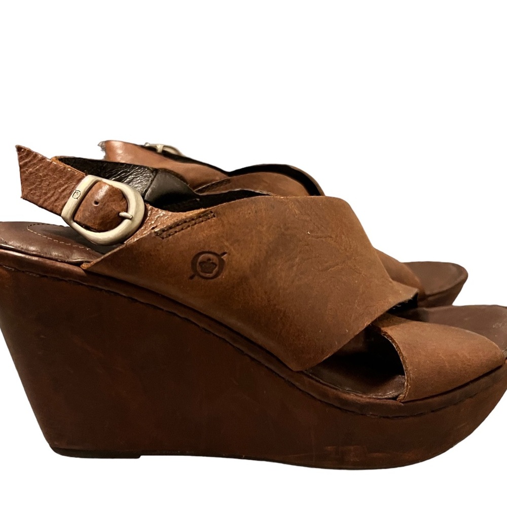 Born Emmy whiskey Brown Leather Wedges
